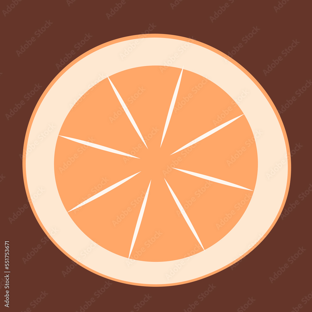 Half of orange. Citrus fruit in flat style. Half of orange. Citrus fruit in flat style.