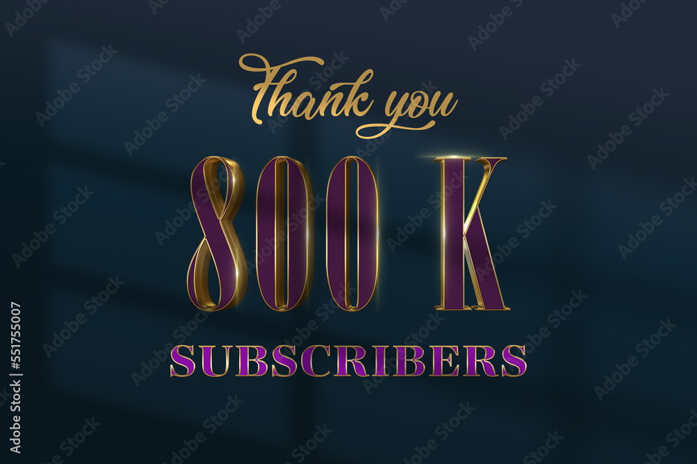 800 K  subscribers celebration greeting banner with Luxury Design