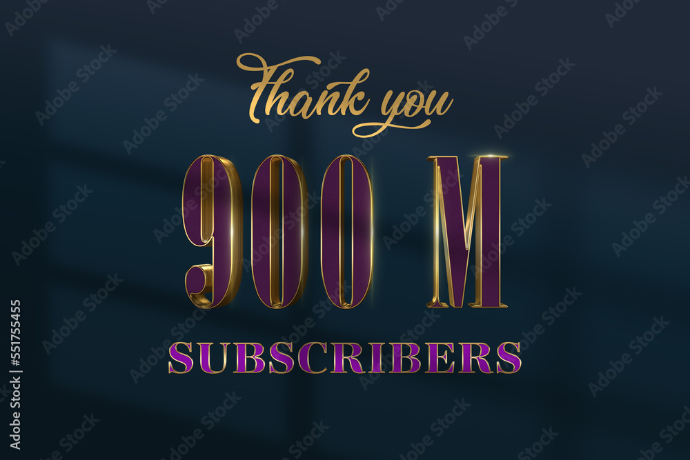 900 Million  subscribers celebration greeting banner with Luxury Design