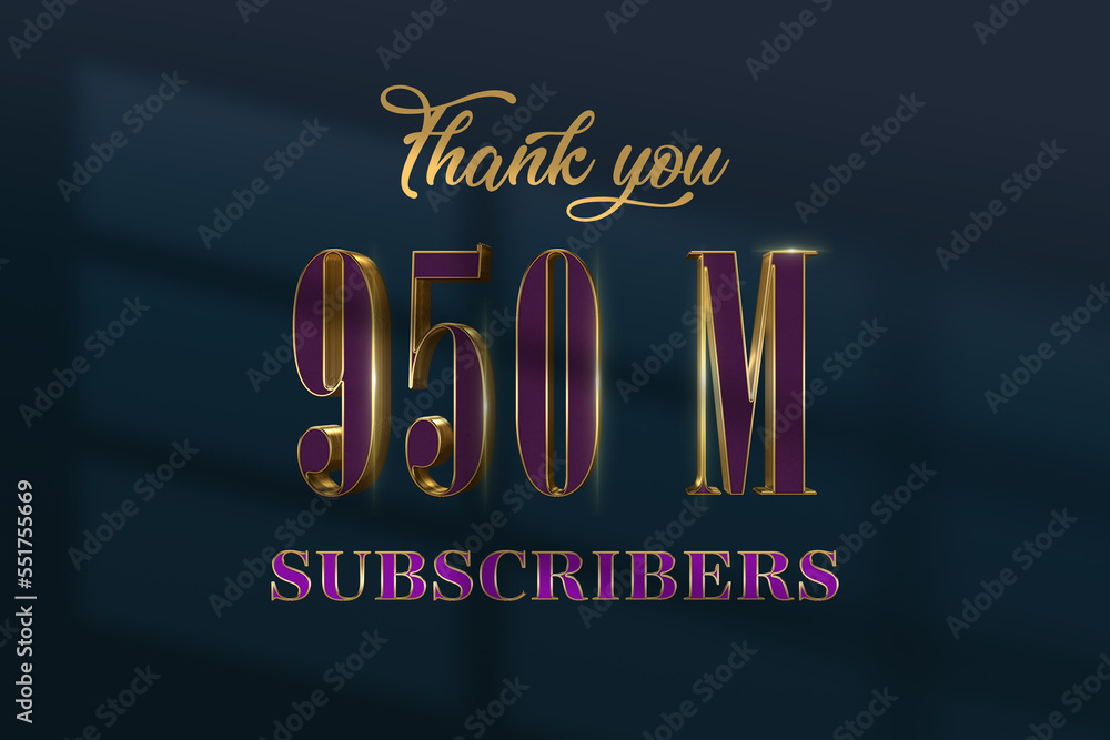 950 Million  subscribers celebration greeting banner with Luxury Design