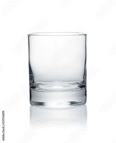 Whiskey glasses placed on white background