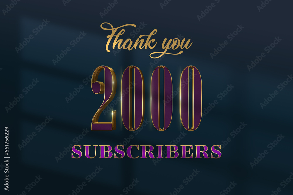 2000 subscribers celebration greeting banner with Luxury Design