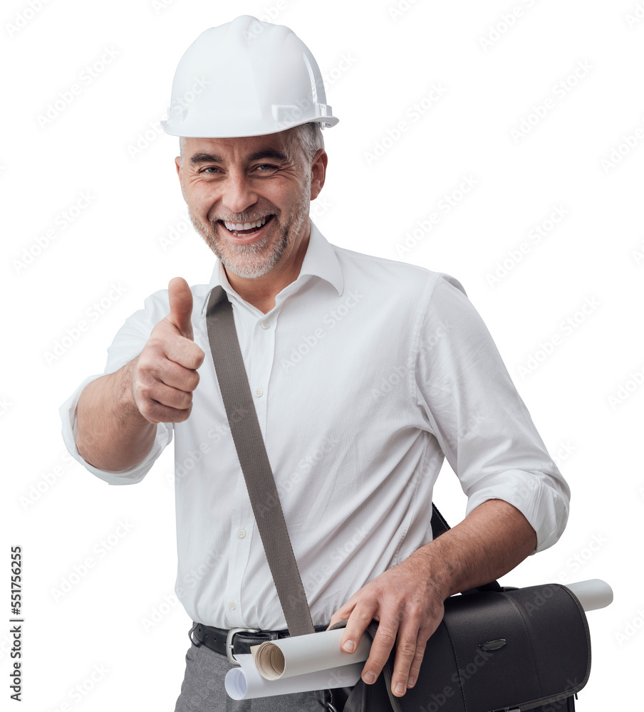 Construction engineer giving a thumbs up Construction engineer giving a thumbs up