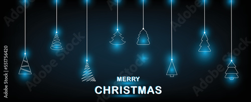 Christmas toys, Merry Christmas and New Year banner. Abstract modern  vector illustration on blue background.