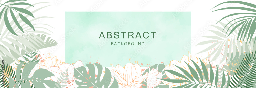 Abstract art nature background vector. Modern shape line art wallpaper. Boho foliage botanical tropical leaves, wall art, social media post and story background. Abstract art nature background vector. Modern shape line art wallpaper. Boho foliage botanical tropical leaves, wall art, social media post and story background.
