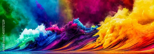 Panel kuchenny z motywem abstract colorful splash illustration, background with waves, generative ai illustration