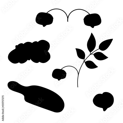 A set of different chickpeas silhouette. The world of legumes.