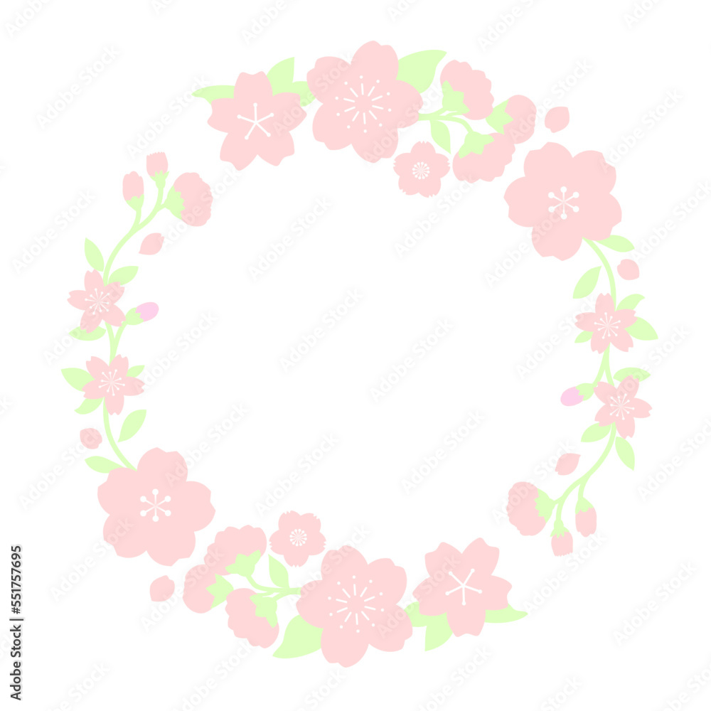 シンプルな桜の円形フレーム ベクター素材