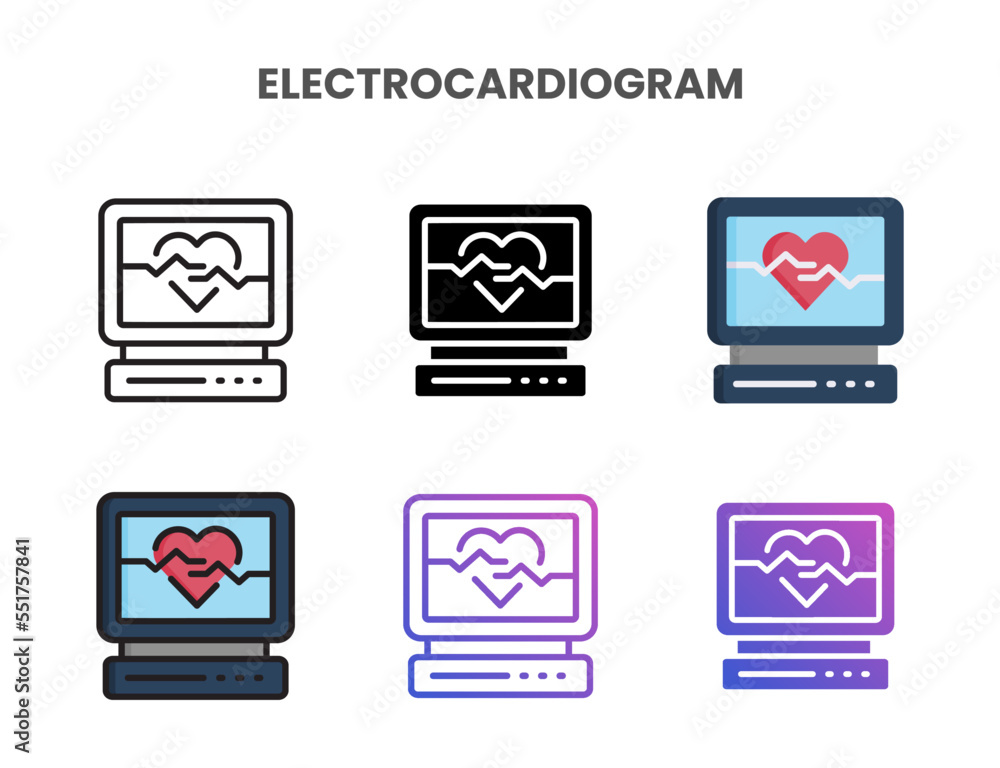 Electrocardiogram icons vector illustration set line, flat, glyph, line color gradient. Great for web, app, presentation and more. Electrocardiogram icons vector illustration set line, flat, glyph, line color gradient. Great for web, app, presentation and more.