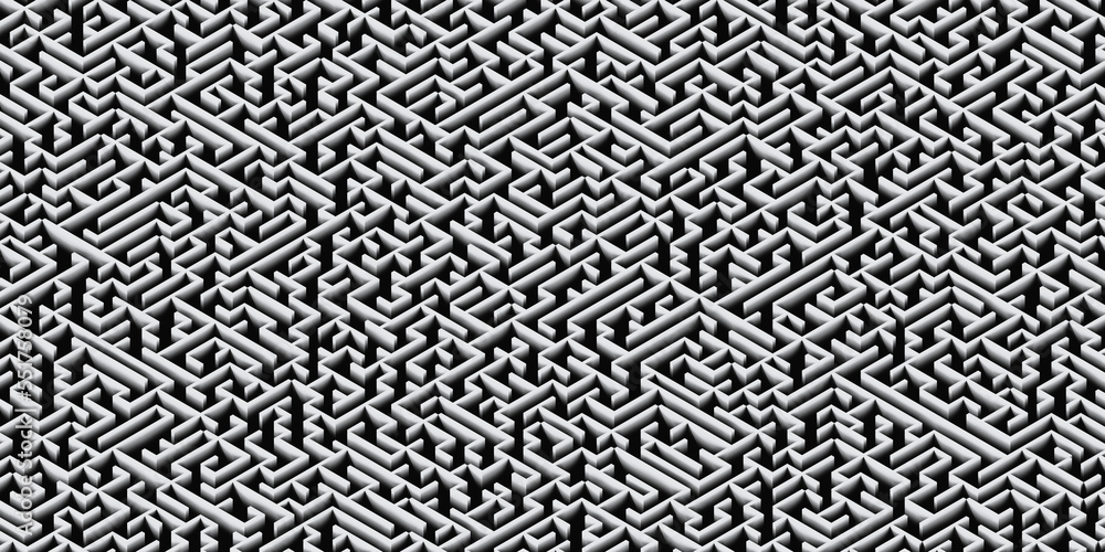 Fototapeta premium 3d render of an abstract maze, wallpaper background design illustration