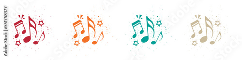 Colorful Isolated Illustrations Of Music Notes Concept