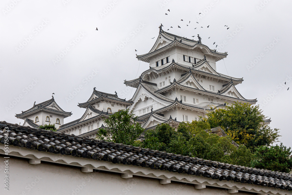 Himeji, Japan. The main keep (tenshu) of the White Egret or Heron Castle, a castle complex from the Azuchi Momoyama period and a World Heritage Site Himeji, Japan. The main keep (tenshu) of the White Egret or Heron Castle, a castle complex from the Azuchi Momoyama period and a World Heritage Site