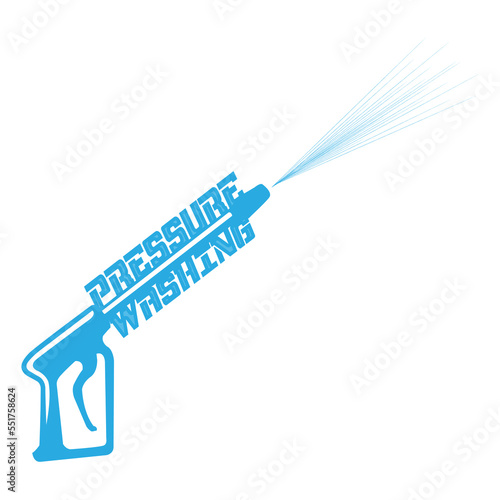Presure wash icon or logo template with water splash background.