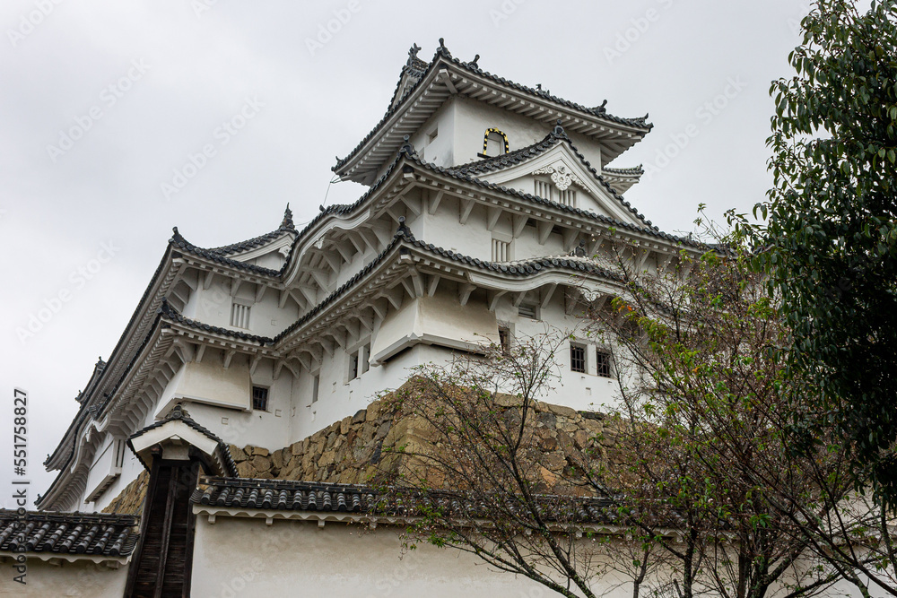 Himeji, Japan. The main keep (tenshu) of the White Egret or Heron Castle, a castle complex from the Azuchi Momoyama period and a World Heritage Site Himeji, Japan. The main keep (tenshu) of the White Egret or Heron Castle, a castle complex from the Azuchi Momoyama period and a World Heritage Site
