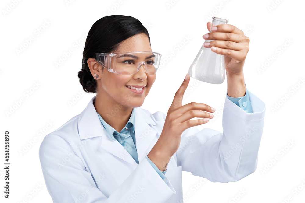 PNG of a cropped shot of an attractive young female scientist examining a beaker filled with liquid in studio against a grey background PNG of a cropped shot of an attractive young female scientist examining a beaker filled with liquid in studio against a grey background