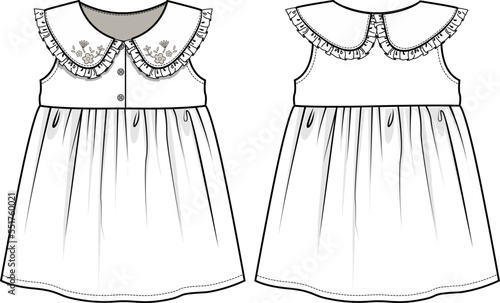 BABY GIRL EMBROIDERED PETER PAN COLLAR DRESS VECTOR