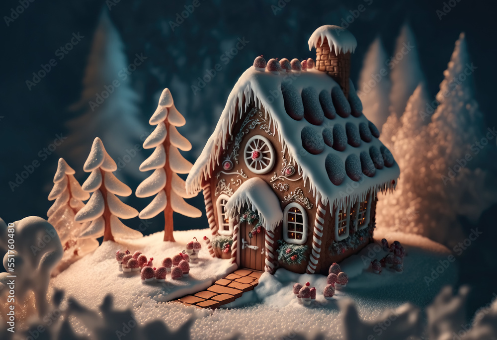 Obraz premium Generative AI. Gingerbread House No.06