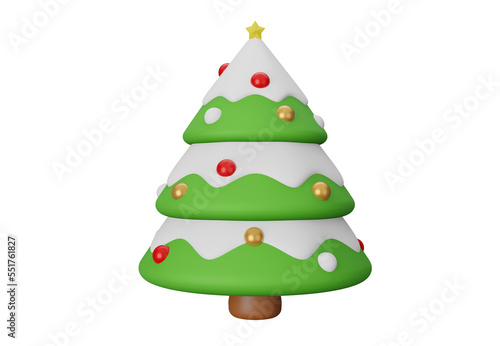 Wallpaper Mural 3d illustration Christmas tree with decorations on transparent background Torontodigital.ca