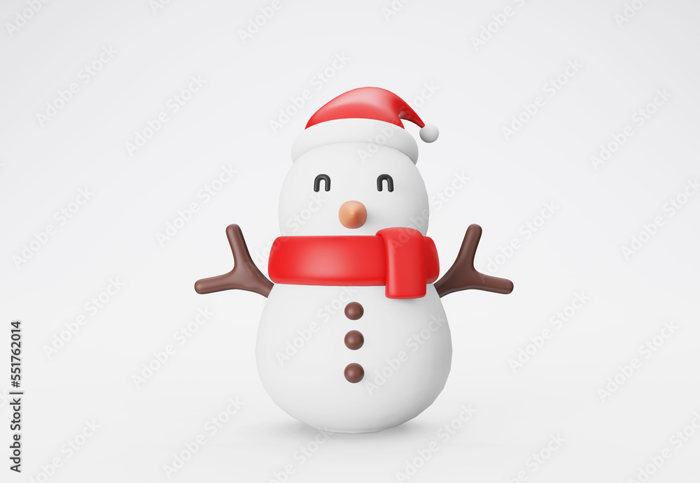 3d illustration Smiling Snow man on white background