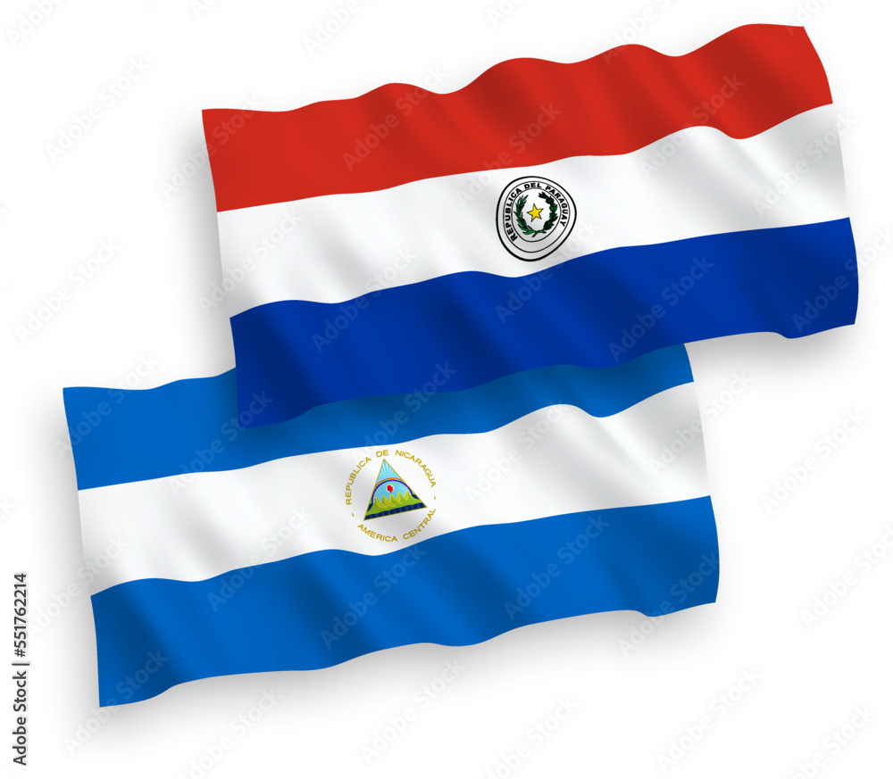 Flags of Nicaragua and Paraguay on a white background