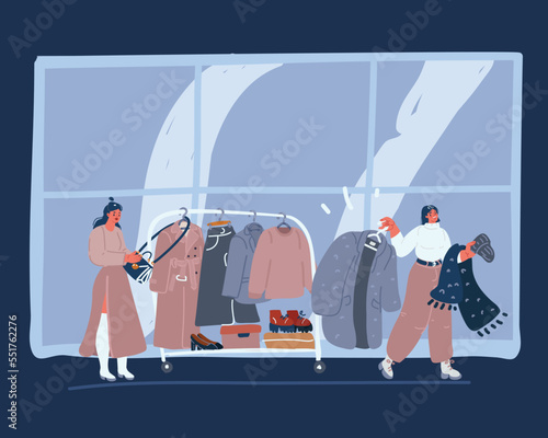 Cartoon vector illustration of Wardrobe of clothes. Change of clothes,