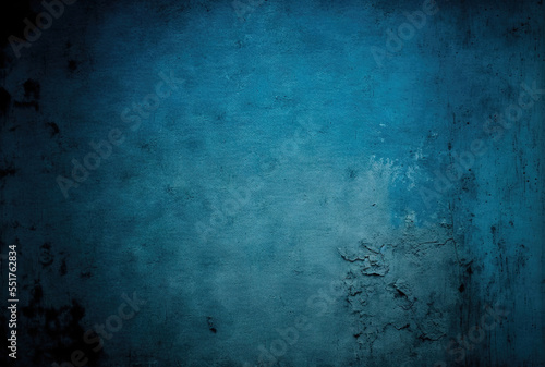 Beautifully aged grunge texture on a rough concrete wall. color gray. horizontal background with blue hues.. Generative AI