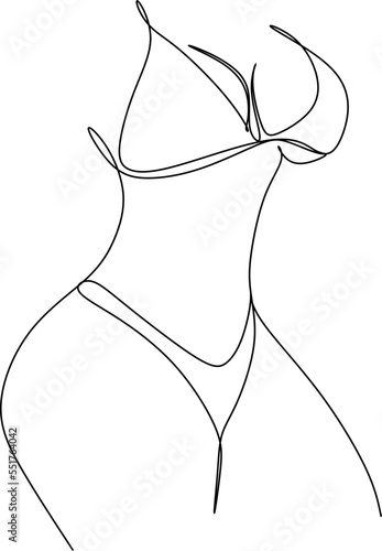 Female body line drawing. Female figure creative modern abstract line drawing. Vector minimalist design for wall art, print, card, poster.