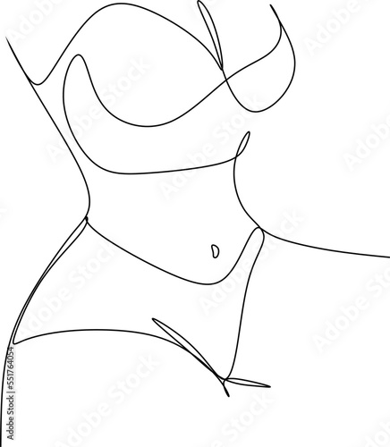 Female body line drawing. Female figure creative modern abstract line drawing. Vector minimalist design for wall art, print, card, poster.