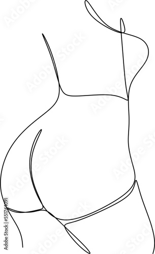 Female body line drawing. Female figure creative modern abstract line drawing. Vector minimalist design for wall art, print, card, poster.