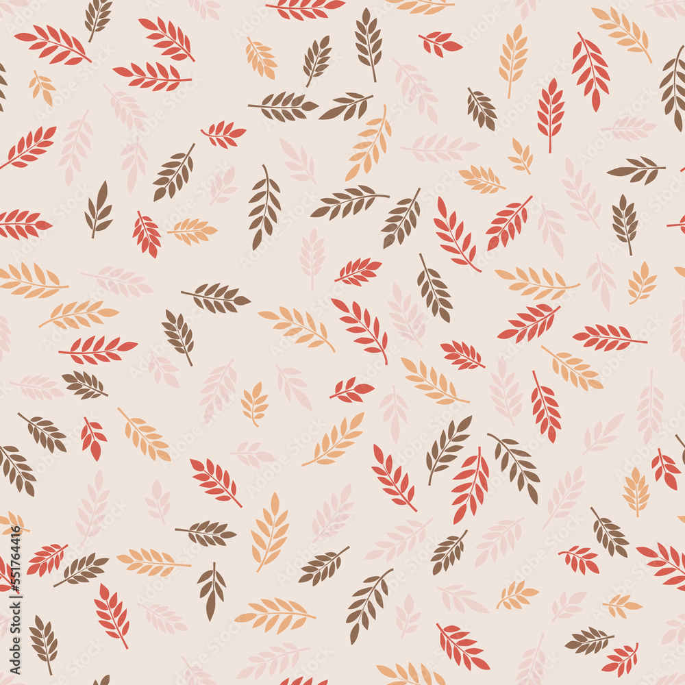 Abstract leaves seamless pattern design, sepia vector illustration. Abstract leaves seamless pattern design, sepia vector illustration.
