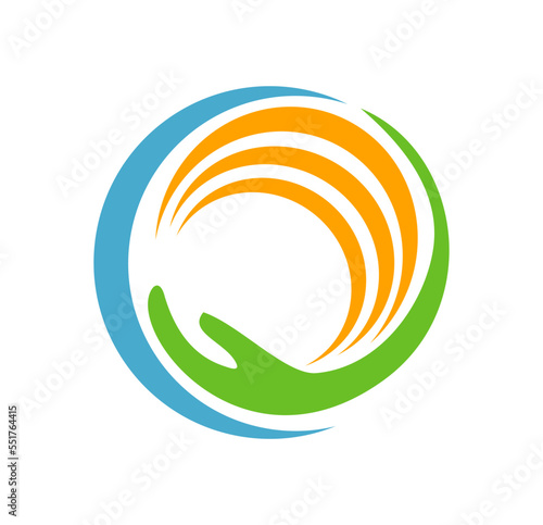 Circle Hand Care Vector Illustration Logo