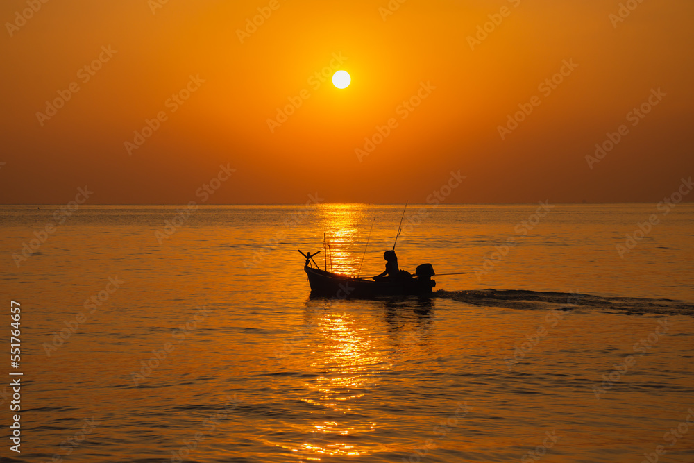 Black silhouette, beautiful sunset