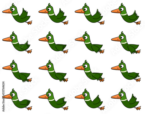 Photography 2D Duck bird flying animation sprite-sheet in PNG.
