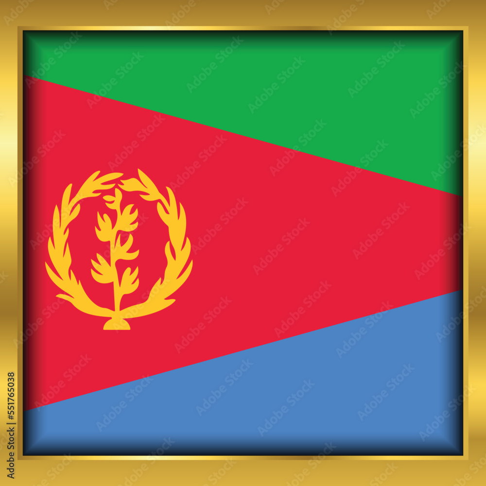 Fototapeta premium Eritrea Flag,Eritrea flag golden square button,Vector illustration eps10.
