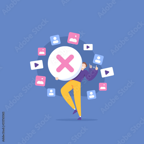 stop oversharing. prohibitions and warnings to share personal data freely and indiscriminately. stop sharing personal information to the public excessively. a man holding a cross. illustration photo