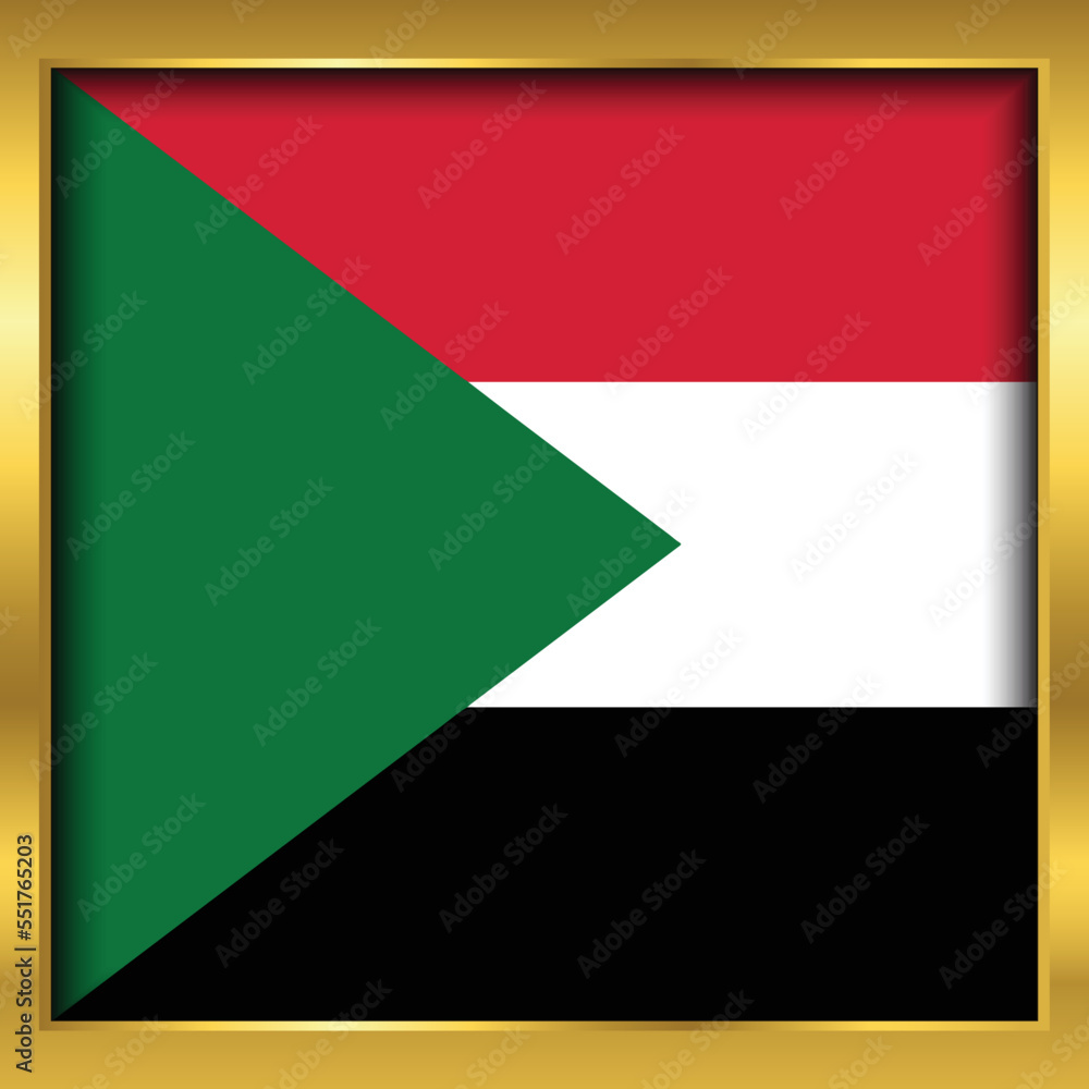 Sudan Flag,Sudan flag golden square button,Vector illustration eps10. Sudan Flag,Sudan flag golden square button,Vector illustration eps10.