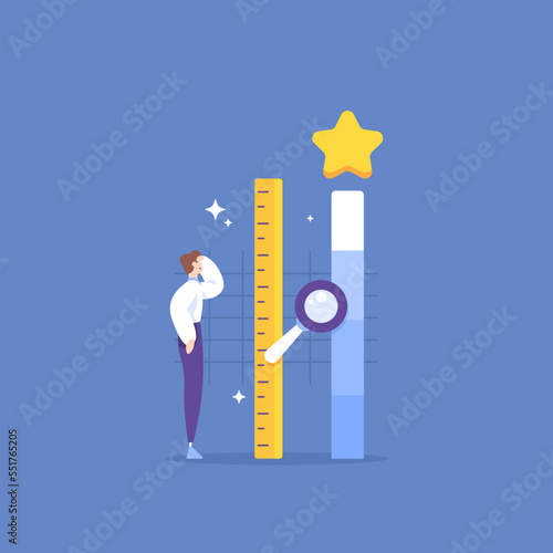 measure and analyze the level of success. see opportunities. strategies and plans to succeed and achieve targets. achievement and popularity level. illustration concept design. graphic elements