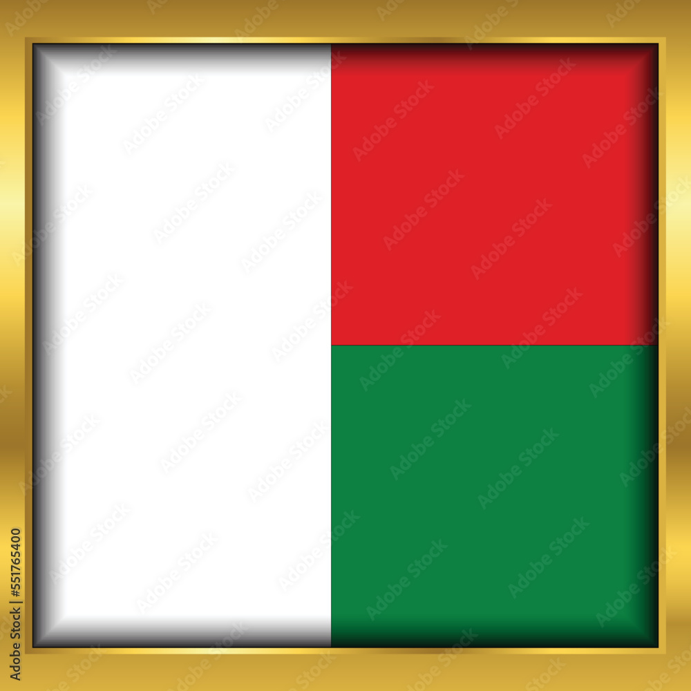 Madagascar Flag,Madagascar flag golden square button,Vector illustration eps10. Madagascar Flag,Madagascar flag golden square button,Vector illustration eps10.