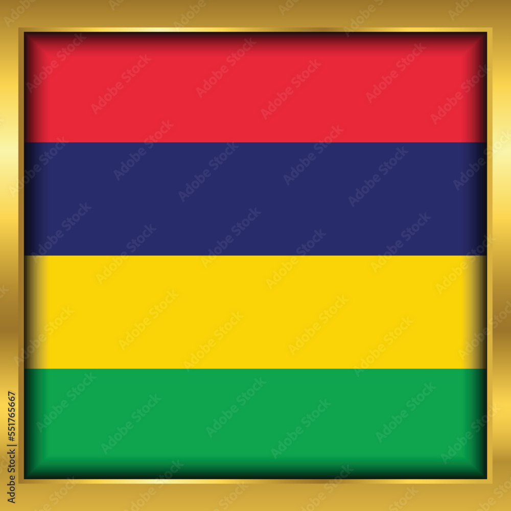 Mauritius Flag,Mauritius flag golden square button,Vector illustration eps10. Mauritius Flag,Mauritius flag golden square button,Vector illustration eps10.
