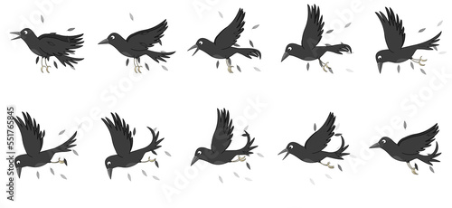 Crow attacking 2D animation sprite-sheets.Best for video games and animations © SR