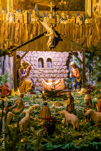 crib in Saint Giles of Assisi Church, Prague, Czech Republic photo