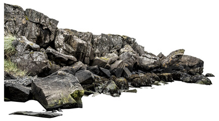 Isolated PNG cutout of Icelandic rocks on a transparent background
