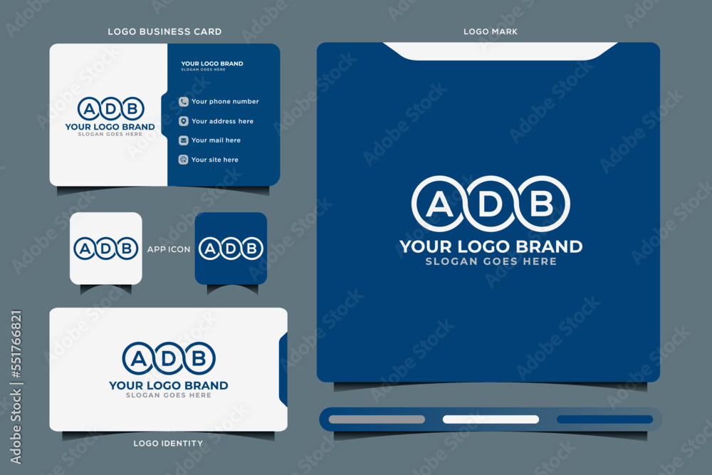 ADB initial monogram logo vector, ADB circle shape logo template corporate identity business card
