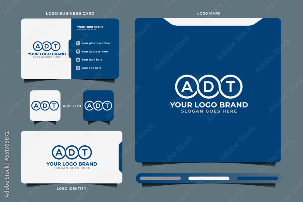 ADT initial monogram logo vector, ADT circle shape logo template corporate identity business card
