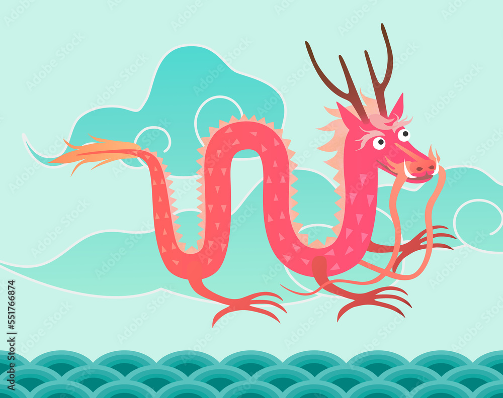 Fototapeta premium flying pink dragon