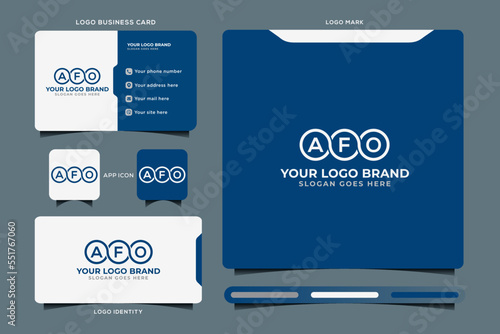 AFO initial monogram logo vector, AFO circle shape logo template corporate identity business card
