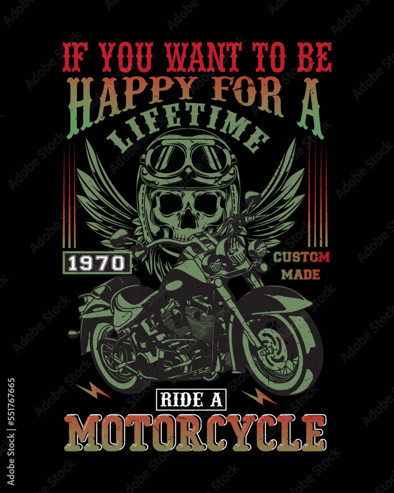 Fototapeta premium motorcycle, T-shirt design for motorcycle rider