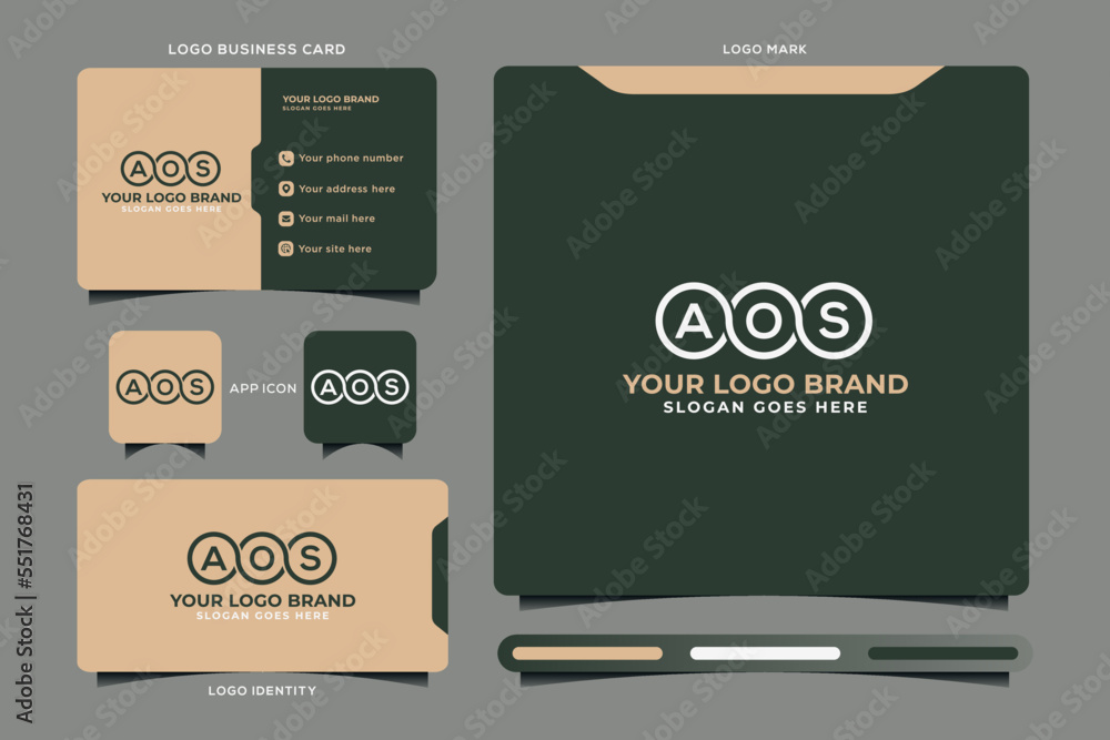 Fototapeta premium AOS initial monogram logo vector, AOS circle shape logo template corporate identity business card 