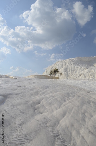 White rocks landscape. Pamukkale cotton castle.