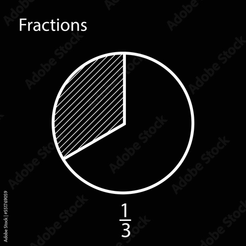 fraction pie one third, mathematics, vector illustration